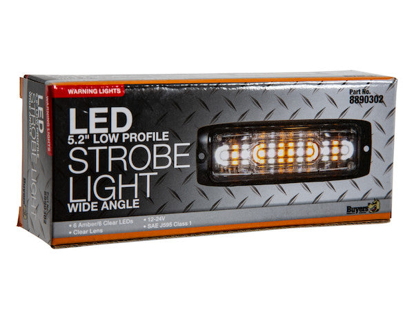 Ultra Thin Wide Angle 5 Inch Amber/Clear LED Strobe Light