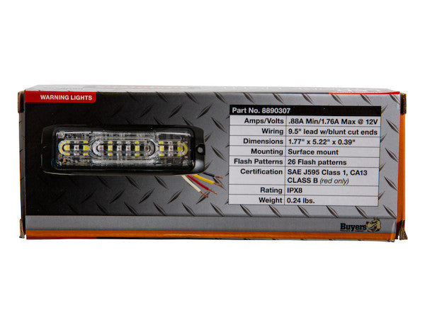 Ultra Thin Wide Angle 5 Inch Clear/Red LED Strobe Light