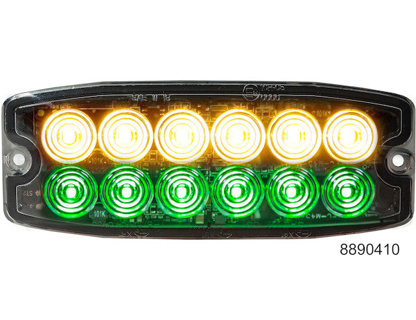 8890410 - Amber-Green Dual Row Ultra Thin 5 Inch LED Strobe Light