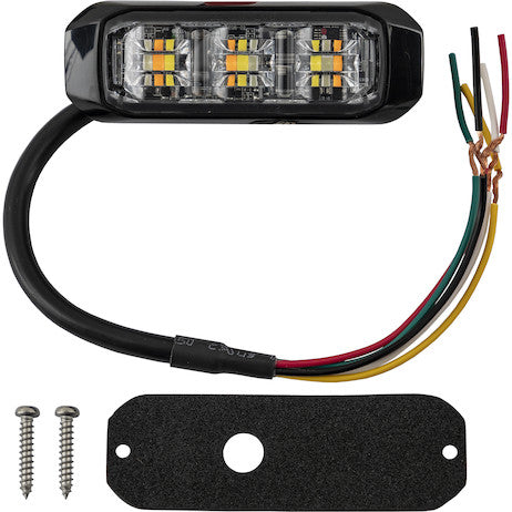 3 1/2 Inch Wide Angle Tri-Color LED Strobe Light, Amber/Green/Clear