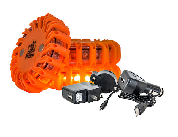 4 Inch Round Rechargeable Strobe/Flare Kit with 4 Flares And Charging Case