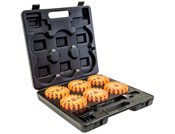 4 Inch Round Rechargeable Strobe/Flare Kit with 4 Flares And Charging Case