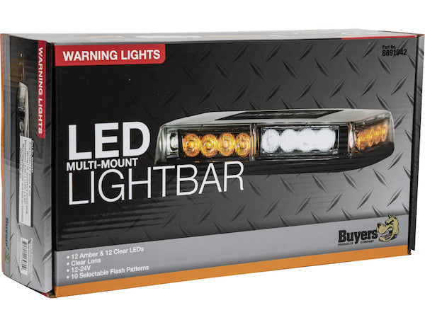 Amber/Clear  11 Inch Rectangular Multi-Mount LED Mini Light Bar
