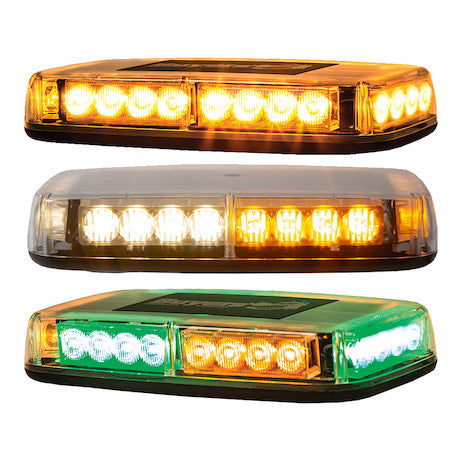 11 Inch Rectangular Multi-Mount Amber/Green LED Mini Light Bar