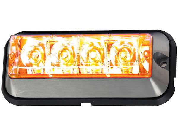 Raised 5 Inch Amber/Clear LED Strobe Light with 19 Flash Patterns