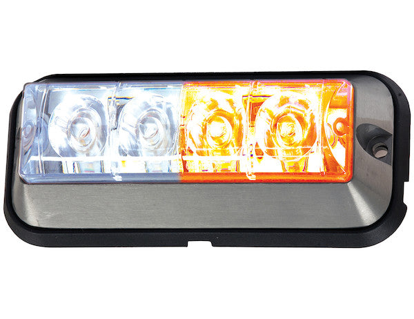 Raised 5 Inch Amber/Clear LED Strobe Light with 19 Flash Patterns