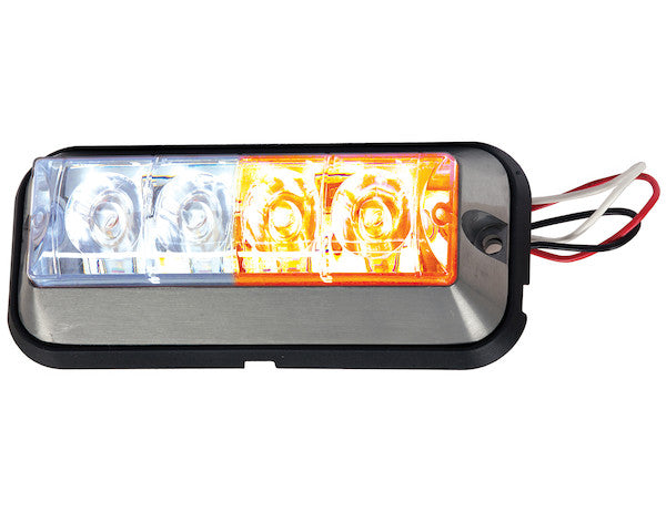 Raised 5 Inch Amber/Clear LED Strobe Light with 19 Flash Patterns