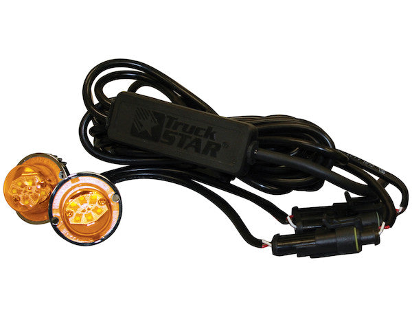 25 Foot Amber Bolt-On Hidden Strobe Kits With In-Line Flashers With 6 LED