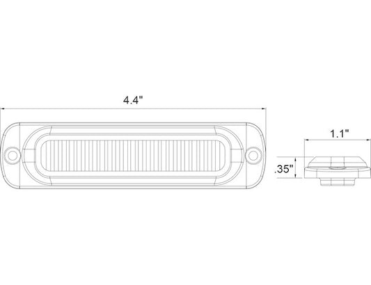 Amber/Clear Dual Color Thin 4.5 Inch Wide LED Strobe Light