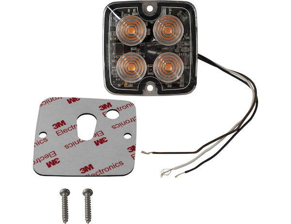 Ultra Thin Square 2 Inch LED Strobe Light - Amber