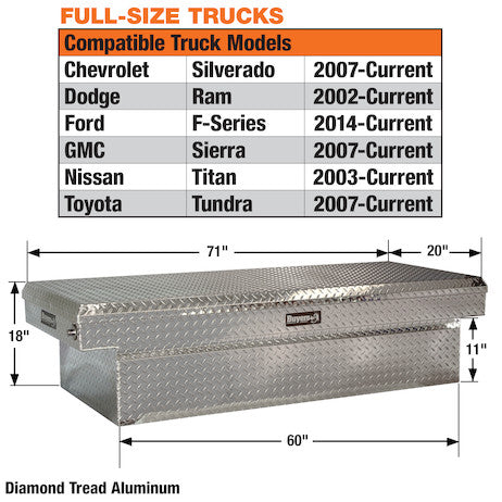 18x20x71 Inch Diamond Tread Aluminum Crossover Truck Box