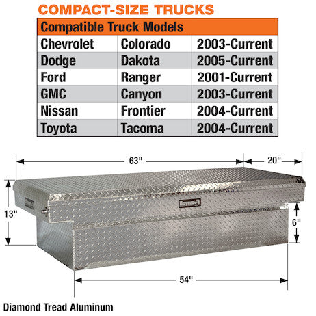 13x20x63 Inch Diamond Tread Aluminum Crossover Truck Tool Box 