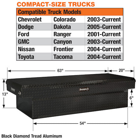 13x20x63 Inch Gloss Black Diamond Tread Aluminum Crossover Truck Tool Box