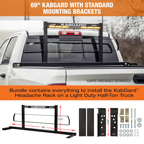 69 Inch Kabgard???Heavy-Duty Steel Pickup Truck Headache Rack Bundle with Standard Mounting Brackets