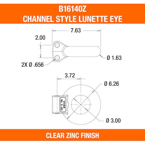 Zinc Plated 10-Ton Forged Steel Tow Eye 3 Inch I.D.