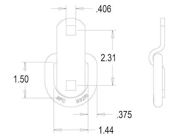 3/8 Inch Forged D-Ring With Surface Mounted 2-Hole Mounting Bracket Zinc Plated 