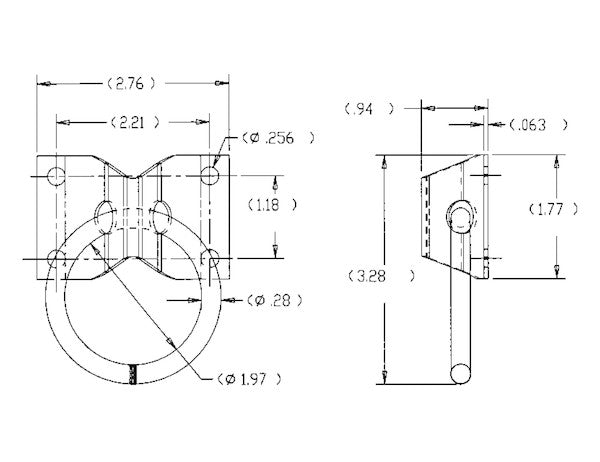 Surface Mounted Rope Ring With 2-Hole Integral Mounting Bracket Zinc Plated
