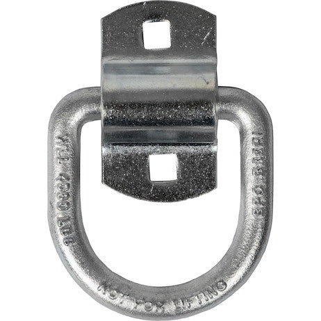 1/2 Inch Forged D-Ring With 2-Hole Mounting Bracket - White Zinc Plated