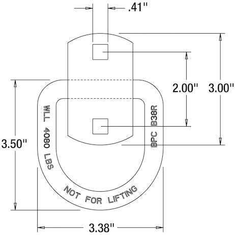 Domestically Forged 1/2 Inch Forged D-Ring With 2-Hole Mounting Bracket