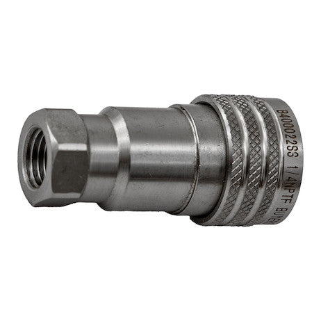 Hydraulic Coupler, FEMALE, SST, 1/4in NPTF, 1/4in BODY