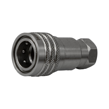 Hydraulic Coupler, FEMALE, SST, 1/4in NPTF, 1/4in BODY