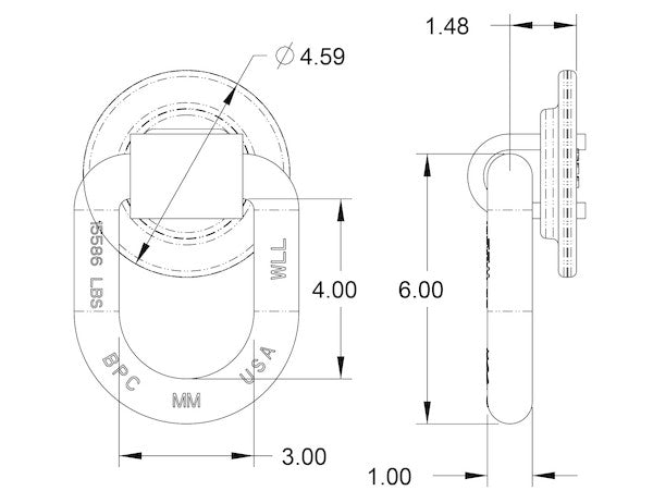1 Inch Forged 360?? Rotating D-Ring With Weld-On Mounting Bracket