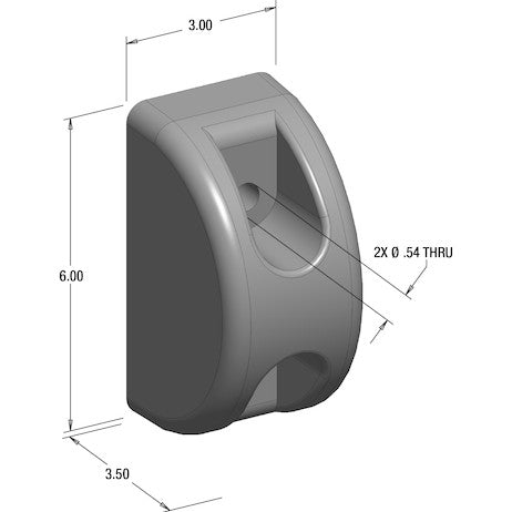 D-Shaped Molded Rubber Bumper - 3 x 3-1/2 x 6 Inch Tall - Set of 2