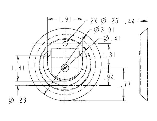 Surface Mounted Rope Ring Plastic Pan With 1/4 Inch Diameter Steel Ring