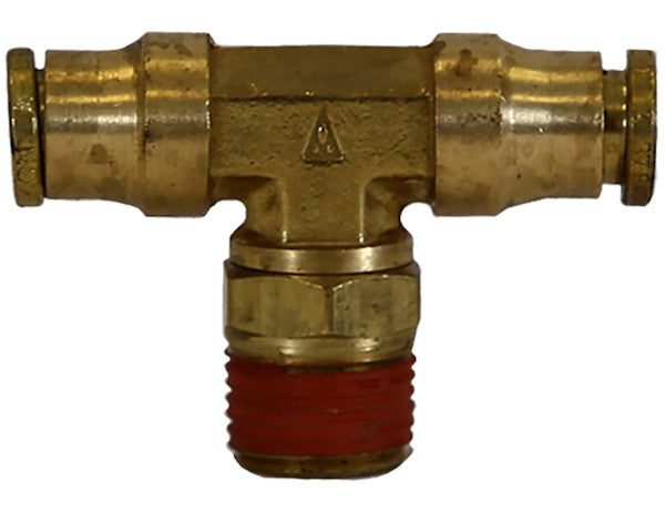 BBT0M25P125S - Brass DOT Push-In Swivel Male Branch Tee 1/4 Inch Tube OD x 1/8 Inch Pipe Thread