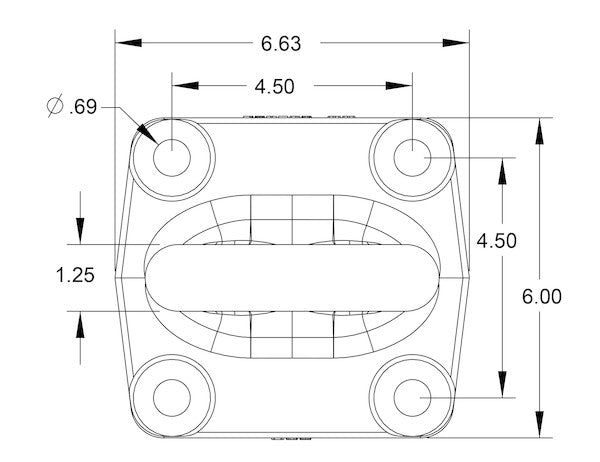 2-1/2 Inch I.D. Forged 4-Bolt Mount Drawbar - Black