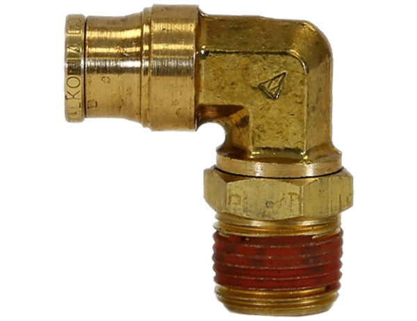 BE90M25P25S - Brass DOT Push-In Swivel Male Elbow 1/4 Inch Tube O.D. x 1/4 Inch Pipe Thread