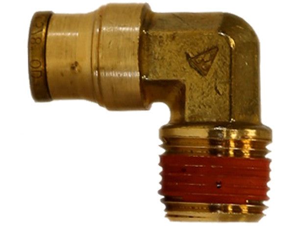 BE90M25P25 - Brass DOT Push-In Male Elbow 1/4 Inch Tube O.D. x 1/4 Inch Pipe Thread