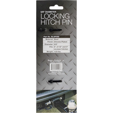 5/8 Inch Bone Style Locking Hitch Pin Assembly With Chrome Finish for 2 Inch, 2-1/2 Inch, and 3 Inch Receivers