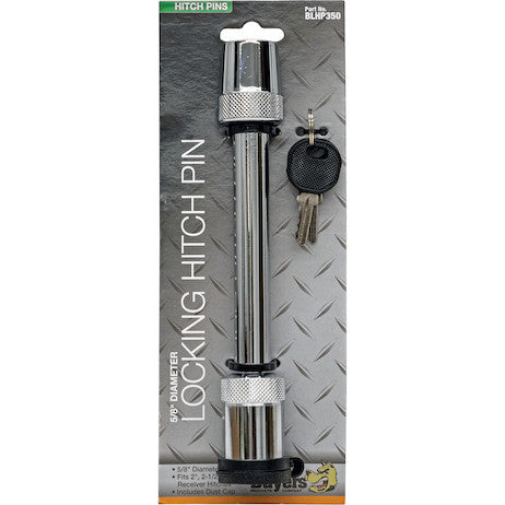 5/8 Inch Bone Style Locking Hitch Pin Assembly With Chrome Finish for 2 Inch, 2-1/2 Inch, and 3 Inch Receivers