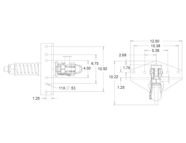 15 Ton Swivel Type Pintle Hook-Compares to Holland# PH-T-125A