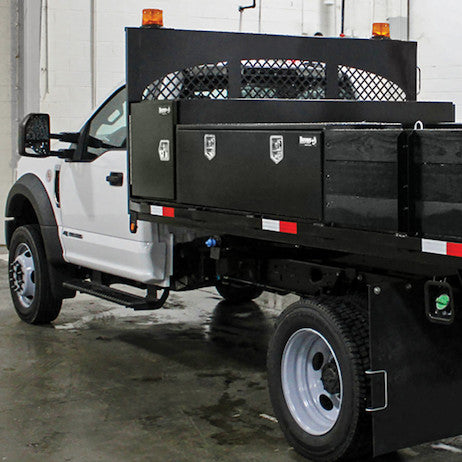 24x24x86 Inch Black Steel Straight Side Tunnel Truck Tool Box with Shelf
