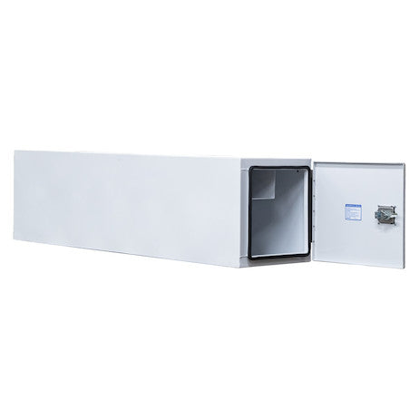 24x24x96 Inch White Steel Straight Side Tunnel Truck Tool Box with Shelf