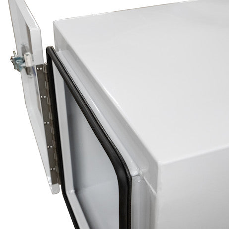 24x24x96 Inch White Steel Straight Side Tunnel Truck Tool Box with Shelf