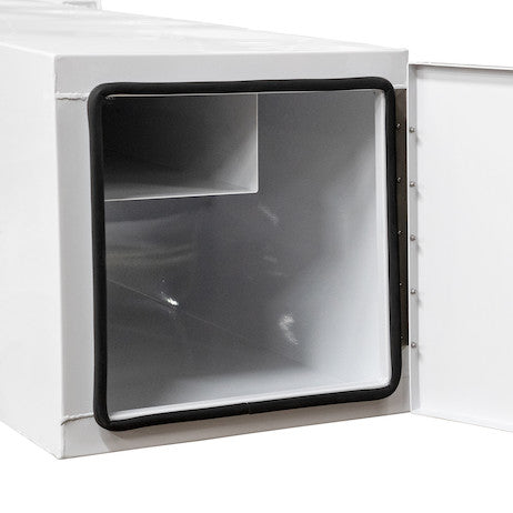 24x24x96 Inch White Steel Straight Side Tunnel Truck Tool Box with Shelf