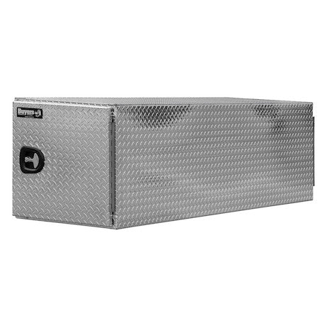 24x24x96 Inch Diamond Tread Aluminum Straight Side Tunnel Truck Tool Box with Shelf