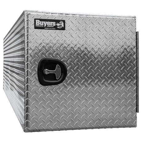 24x24x86 Inch Diamond Tread Aluminum Straight Side Tunnel Truck Tool Box with Shelf