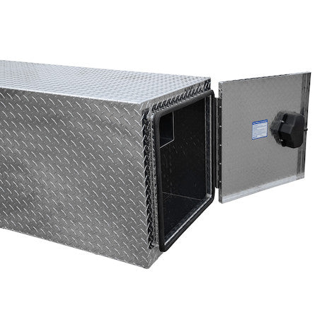 24x24x86 Inch Diamond Tread Aluminum Straight Side Tunnel Truck Tool Box with Shelf