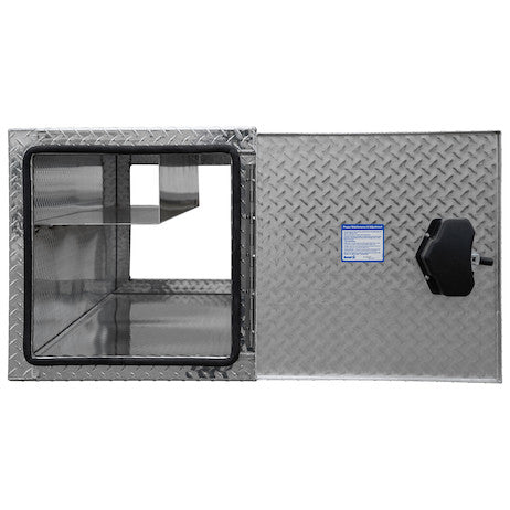24x24x96 Inch Diamond Tread Aluminum Straight Side Tunnel Truck Tool Box with Shelf