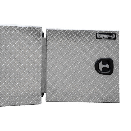 24x24x86 Inch Diamond Tread Aluminum Straight Side Tunnel Truck Tool Box with Shelf