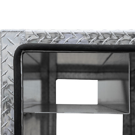 24x24x86 Inch Diamond Tread Aluminum Straight Side Tunnel Truck Tool Box with Shelf