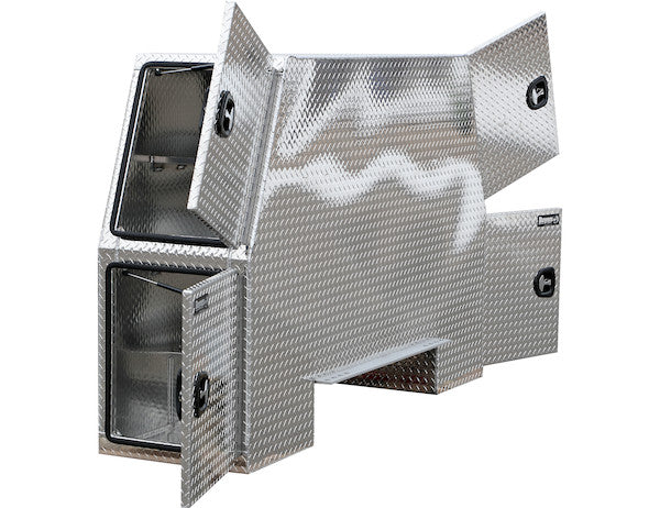 55x24x82 Inch Offset Floor Diamond Tread Aluminum Backpack Truck Box - 9.1 Inch Offset