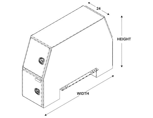70x24x82 Inch Offset Floor Diamond Tread Aluminum Backpack Truck Box - 16.4 Inch Offset