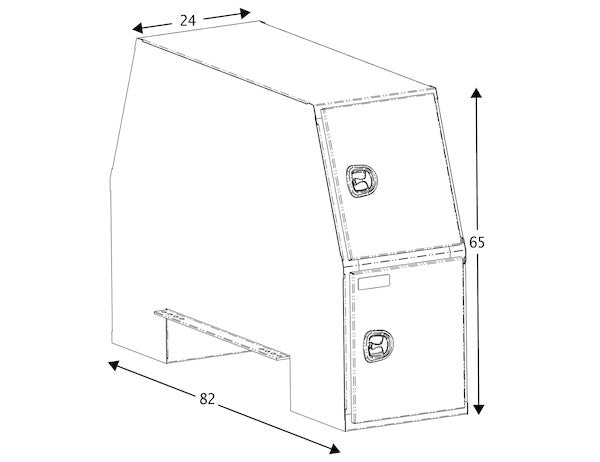 65x24x82 Inch Black Steel Backpack Truck Box - 13.3 Inch Offset Floor