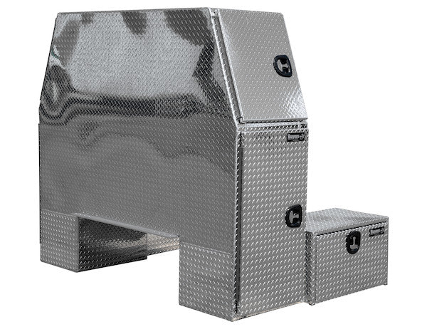 62x54x82 Inch Diamond Tread Aluminum L-Pack Backpack Truck Tool Box with Offset Floor - 16.35 Inch Offset