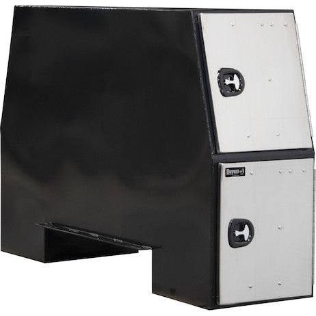 BP855524BSST - 55x24x85 Inch Black Steel Backpack Truck Box with Stainless Steel Doors - 9.1 Inch Offset Floor